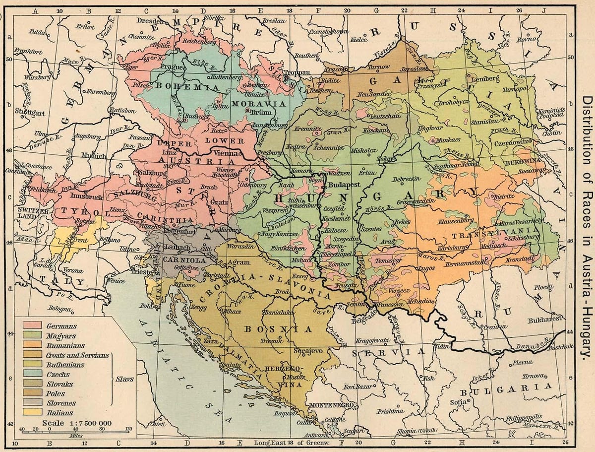 austrija vengrija žemėlapis 1900
