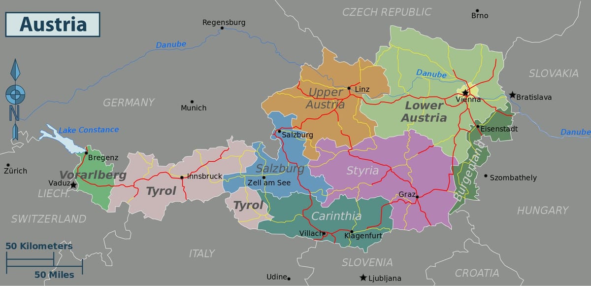 austrijos pramogų žemėlapis