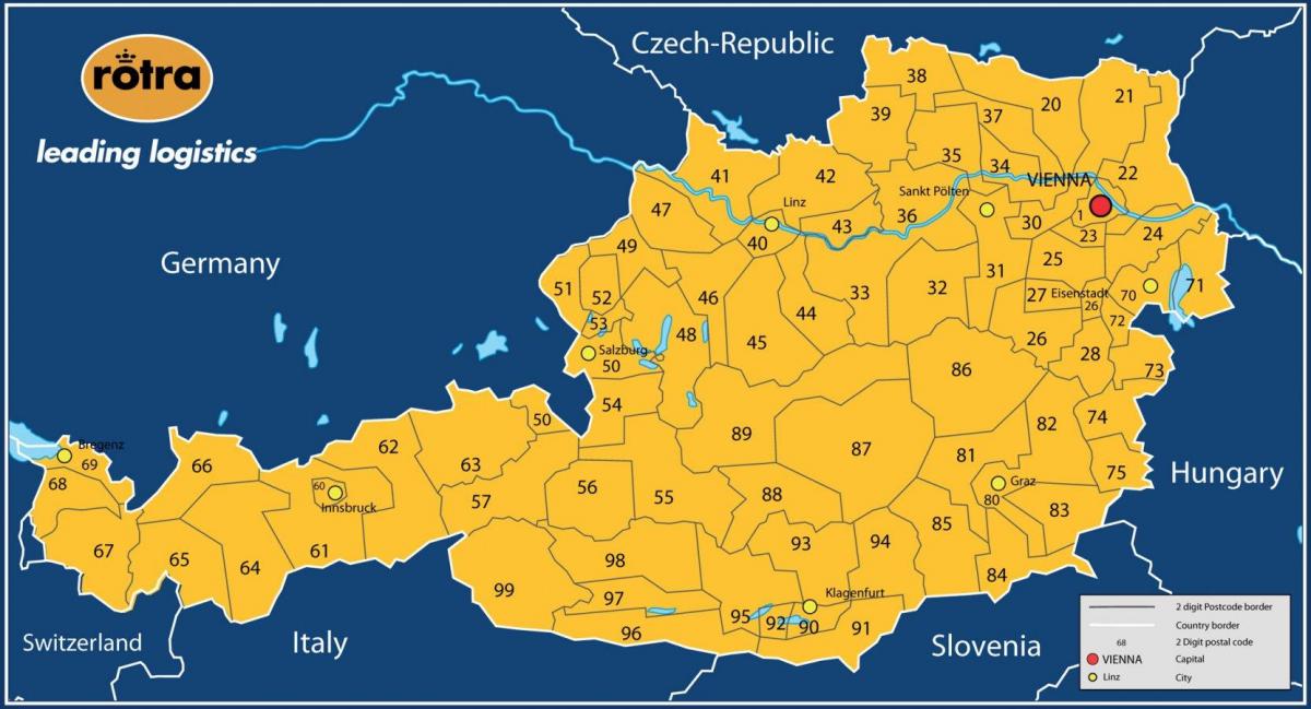 žemėlapis austrija pašto kodas 