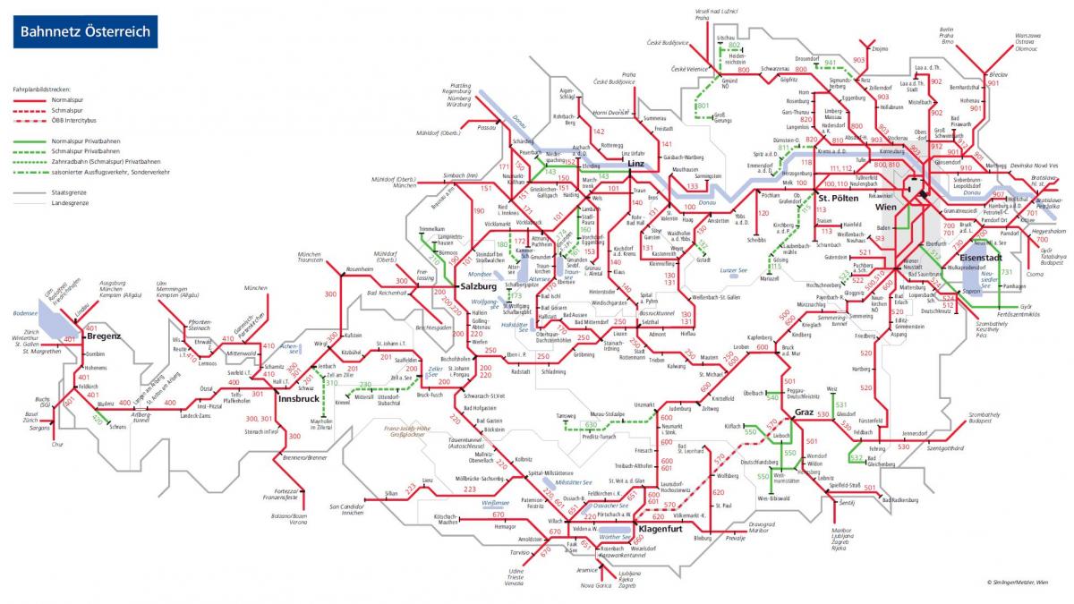 obb austrijos geležinkelių žemėlapis