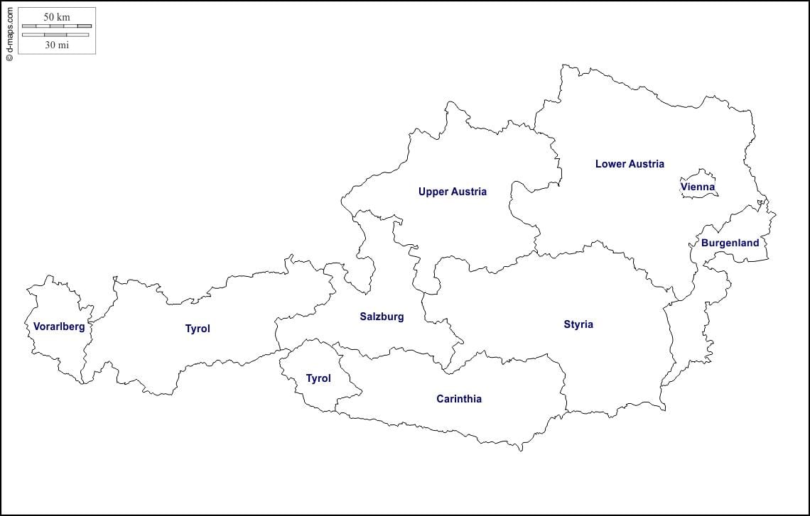 tuščias žemėlapis austrija