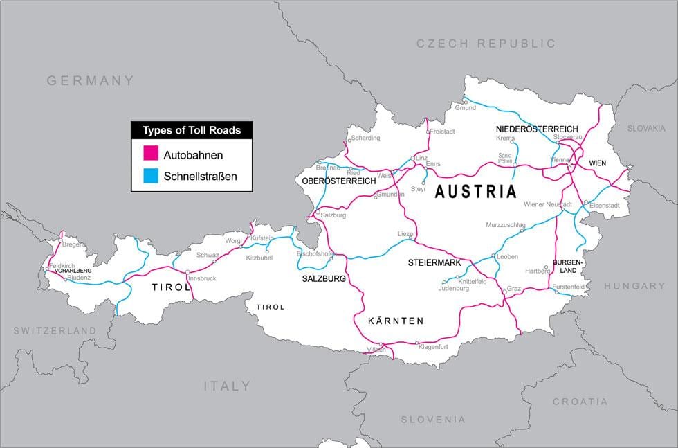 mokamų kelių austrijoje žemėlapyje