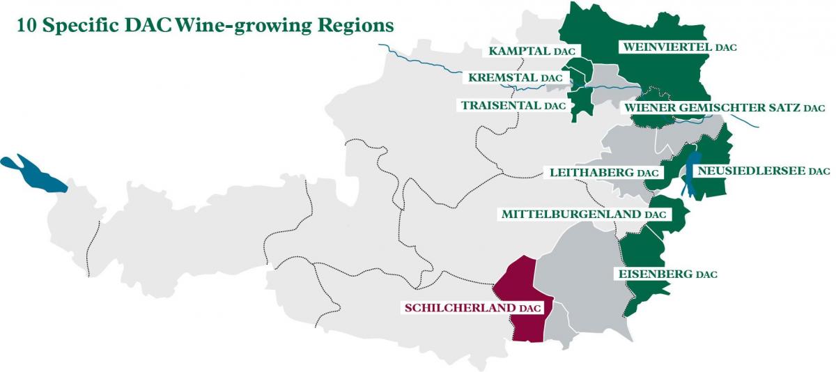 austrijos vyno regionų žemėlapis