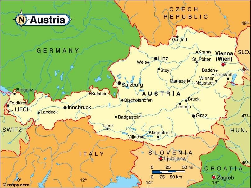 austrijos insbruko žemėlapyje