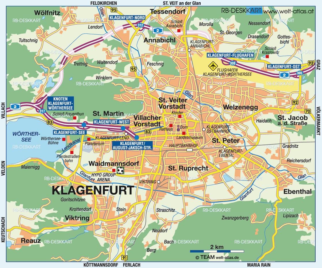 žemėlapis klagenfurt, austrija