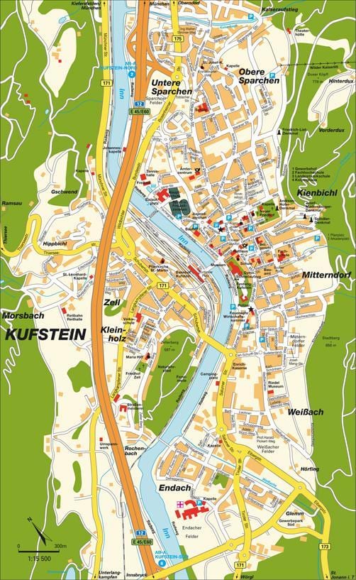 žemėlapis kufstein, austrija