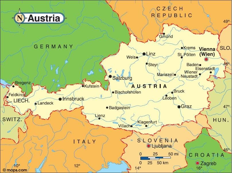 žemėlapis landeck austrija