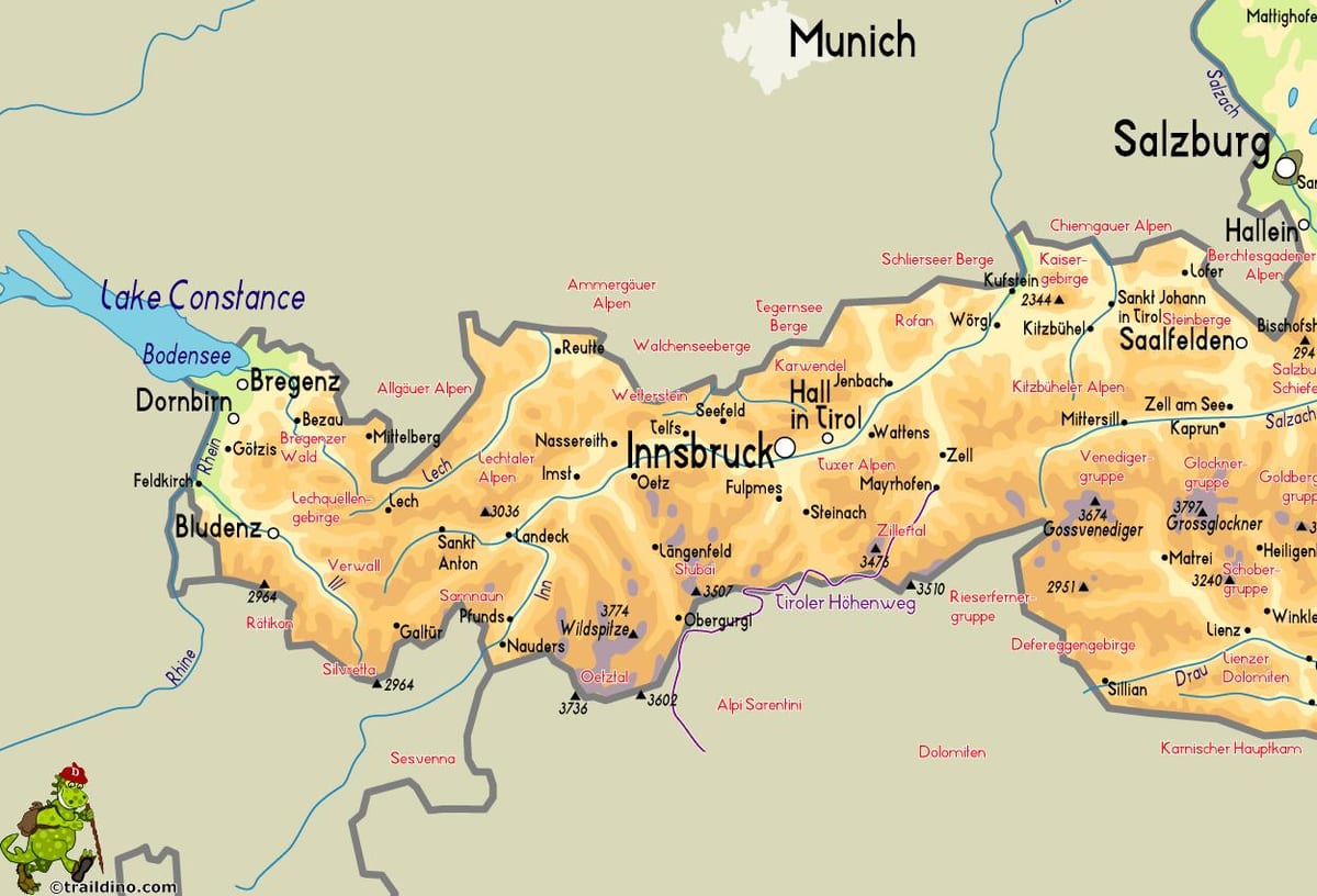 žemėlapis mayrhofen, austrija