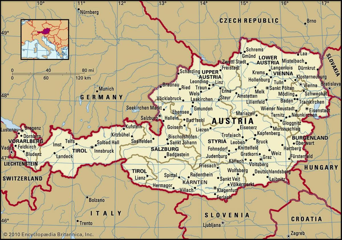 žemėlapis pilys, austrija