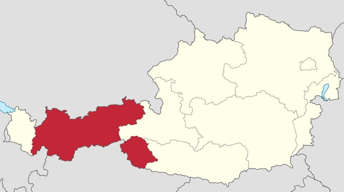 austrijos tirolio žemėlapyje