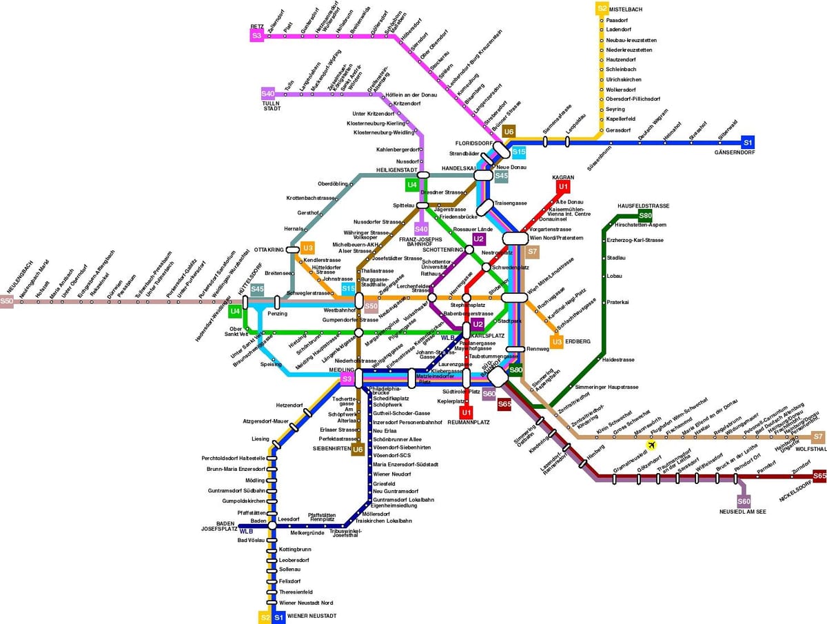 vienos (austrija viešojo transporto žemėlapis