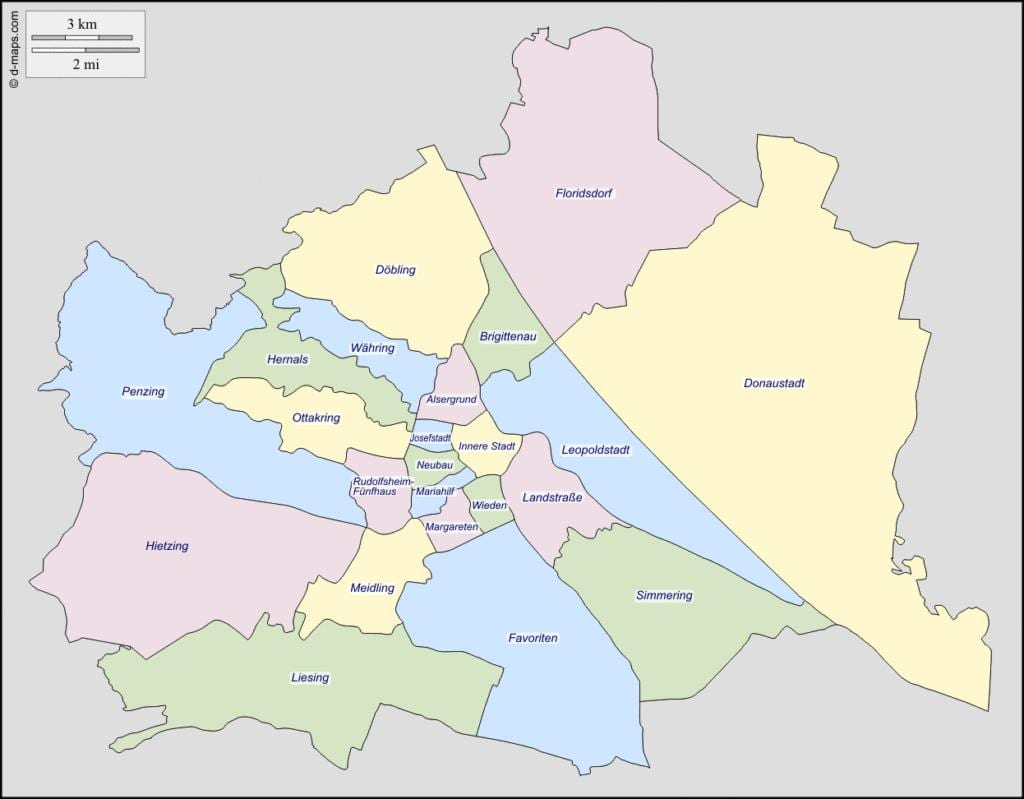 žemėlapis vienos (austrija rajone