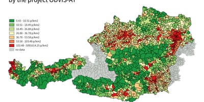Austrijos gyventojų tankumo žemėlapis