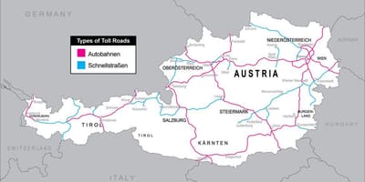 Mokamų kelių austrijoje žemėlapyje