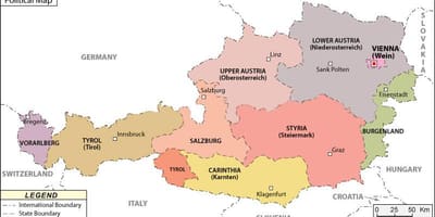 Žemėlapis austrijos politinė 