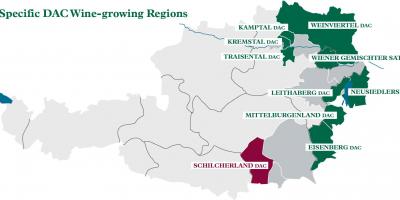 Austrijos vyno regionų žemėlapis