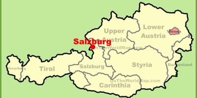 Austrijos zalcburgo žemėlapyje